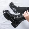 Men’s Thick Sole Platform Punk Patent Leather Boots Elevator Street Style Big Head Motorcycle Boots High Boots Plus Size
