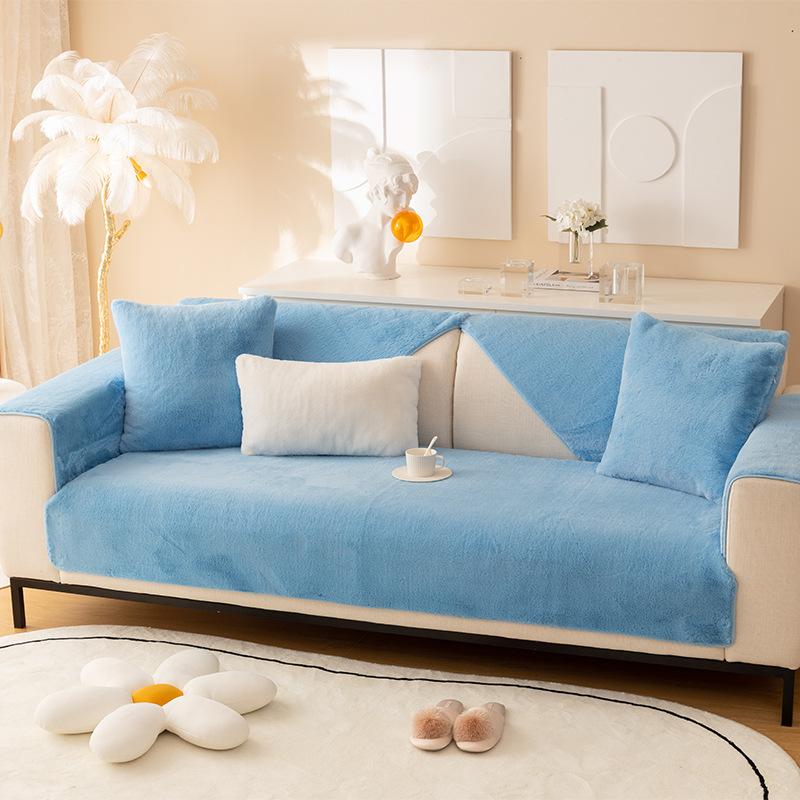 Rushed Modern European High-grade Luxury Thicken Plush Sofa Cover Solid Color Good Hand Feeling Towel Mat Anti-slip Bay Window
