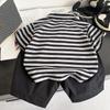 0-5-year-old Boys' short sleeved set Children's striped POLO shirt+casual shorts two-piece set