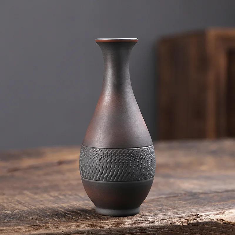 Purple Pottery Retro Ceramic Vase Personality Fashion Mini Flower Vase Hydroponic Flower Arrangement Ornament Tea Ceremony