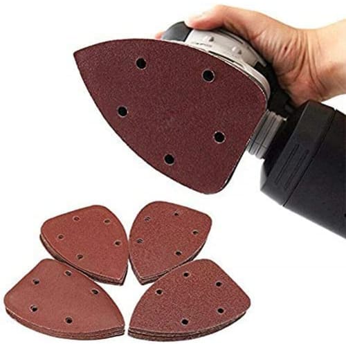 Myoseya Sanding Paper, Sanding Disc, Triangular, 5-Hole, Sandpaper, Sanding Disc Pad, for Metal, Woodworking, Polishing, 140*90mm, 10 Pieces, #400