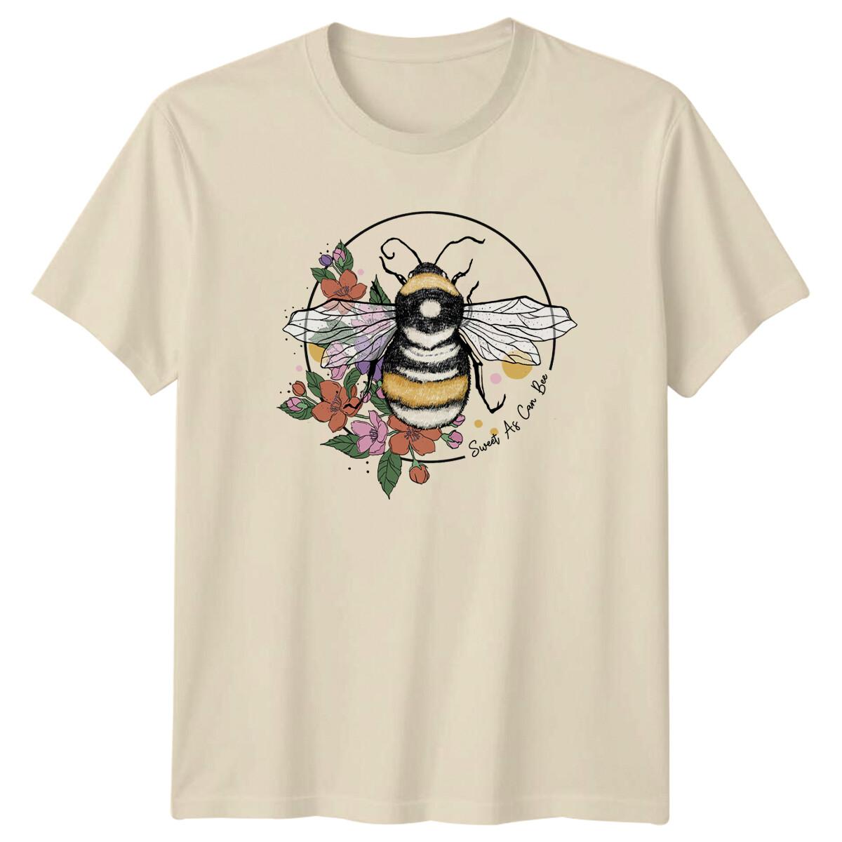Sweet As Can Bee Floral Bee Graphic Nature T-Shirt XXXL