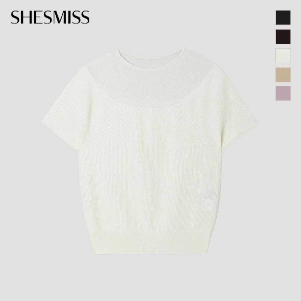 [shs Miss] Texture Block See Through Knit Sskpop22090
