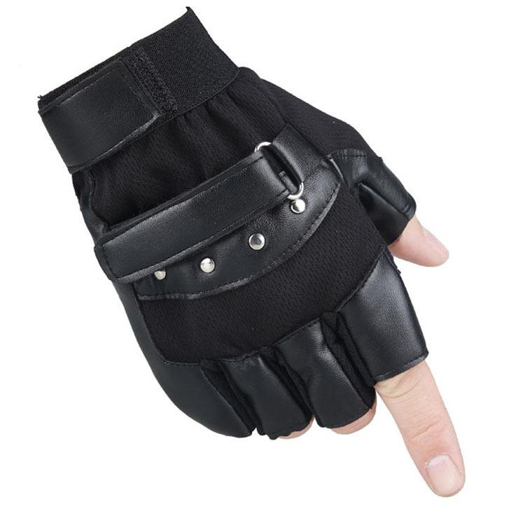 Half Finger Leather Gloves New Men and Women Sports Cycling Mountaineering Outdoor Motorcycle Sunshade Non Slip Fitness PU Gloves