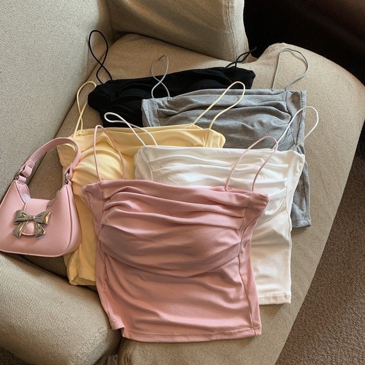 Women Crop Tank Top Sexy Square Neck Double Lined Ruched Corset Cute Cropped Sleeveless Cami Summer Outfit Going Out Top
