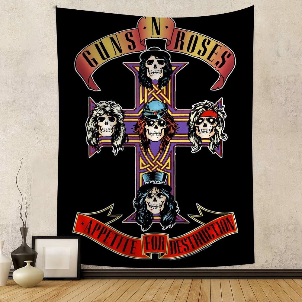 GGuns N Roses Vintage Rock Band Anime Tapestry  Unique Art Style Sprucing Up Science Fiction RoomsArt Decor for Home Styling