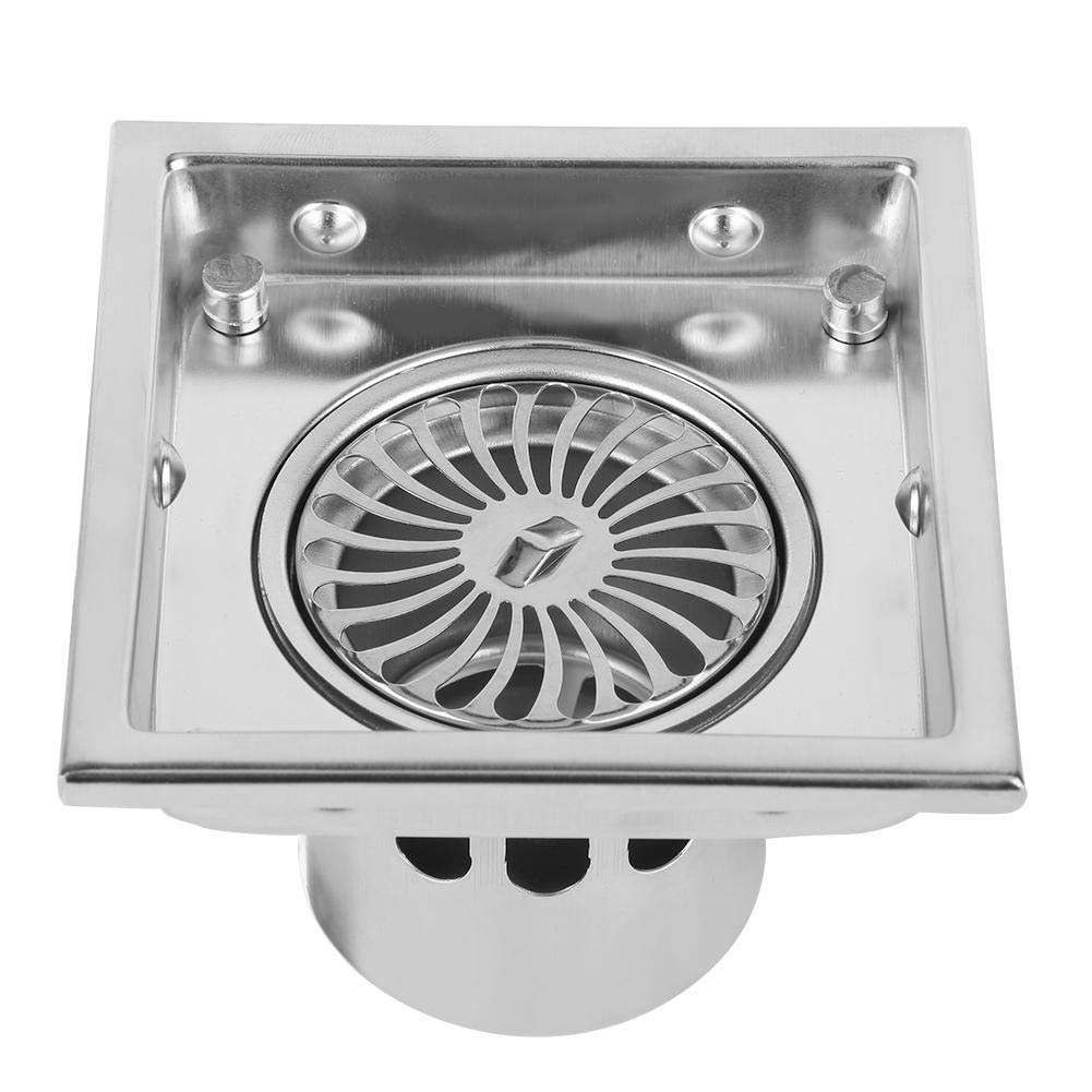 Floor Drain Drain Cover Shower Floor Drain Drain Filter Square Floor Drain Bath Drain Cover Stainless Steel Bathroom Washroom Garage Basement Odor