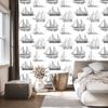 Black and white sailboat wallpaper for living room and bedroom 50x1000