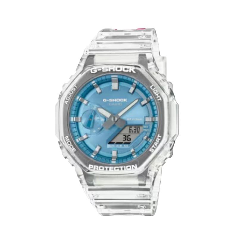 

CASIO Customized watch modified series waterproof luminous Quartz rubber strap same style for men and women blue dial GA-2100BM-7A2 синій