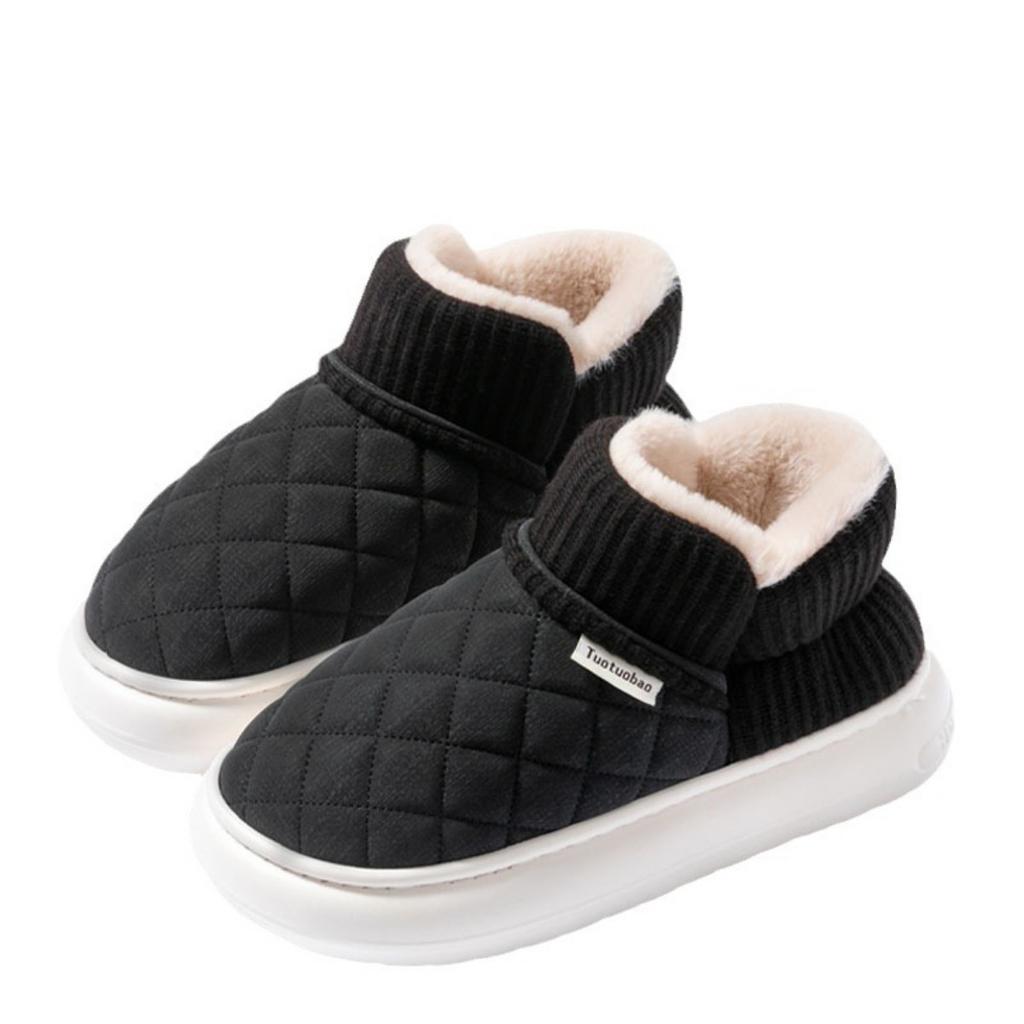 Winter Thick Soled Anti Slip Cotton Shoes for Women, Durable for Home and Outdoor Wear, Warm and Plush Bag Heels, Cotton Shoes for Outdoor Wear