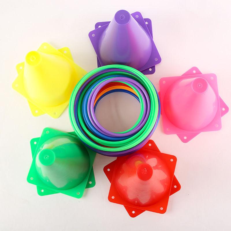 Seven-Color Plastic Marker Cones and Rings for Outdoor Sports Training
