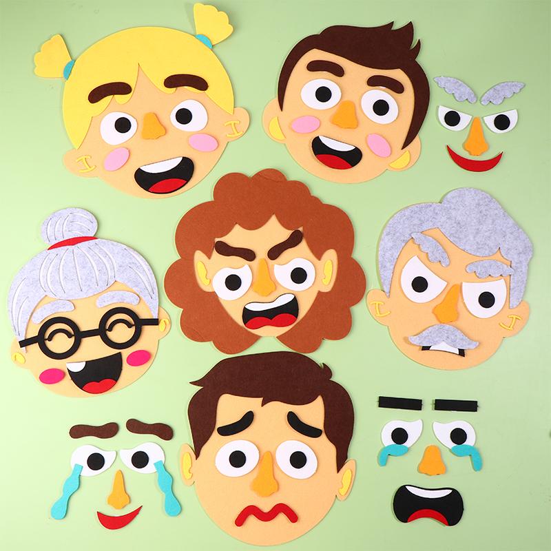 Montessori Facial Expression Game Diy Felt Expression Stickers Emotional Change Toy Toddlers Educational Toys Teaching Supplies
