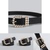 Elegant Womens Faux Leather Belt With Pearl Buckle For Office And Casual Wear