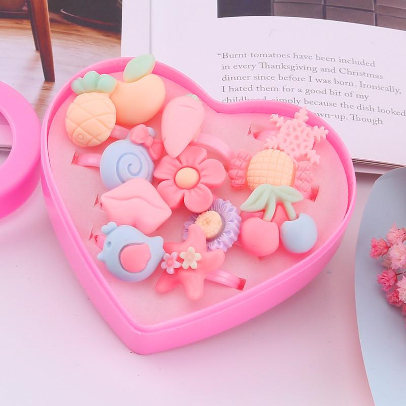 Kids' Faux Diamond Crystal Cartoon Gem Ring Set - Kindergarten Gift