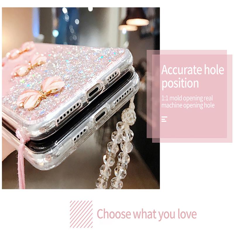 Bling Glitter Case For Samsung Galaxy A34 A54 A14 A33 A53 A23 S21 Plus S20 FE S22 S23 Ultra Strap Lanyard Silicone Cover
