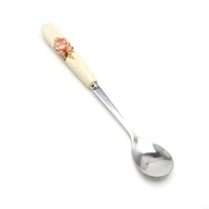 1Pc Coffee Spoon with Ceramics Handle Dessert Coffee Powder Making Stiring X3UC