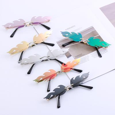 Fashion Fire Flame Sunglasses Women Men Rimless Wave Sun Glasses Uv 400 Eyewear Luxury Trending Narrow Sunglasses