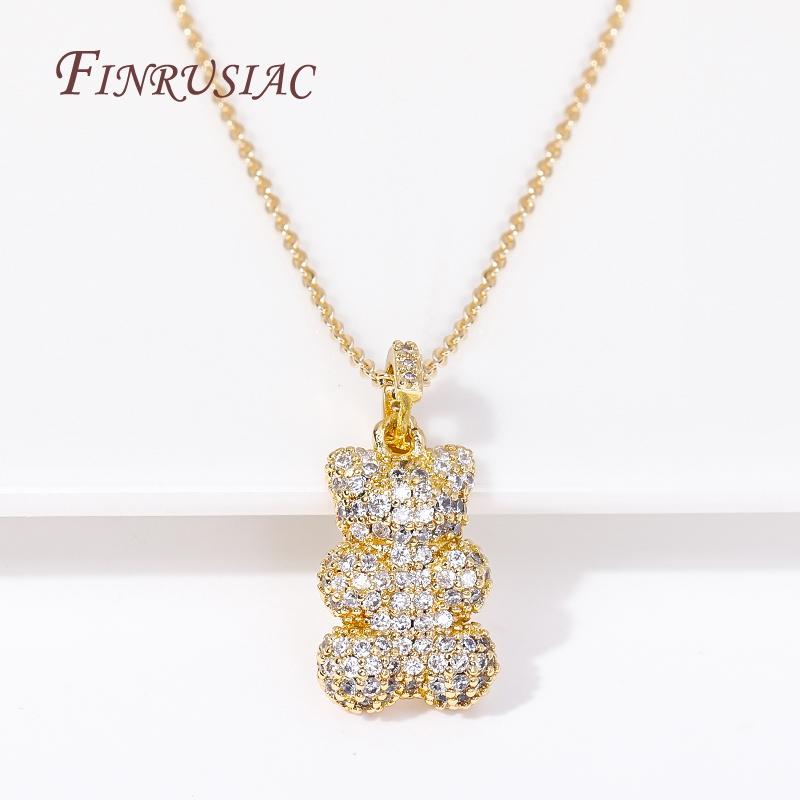 

18K Gold Plated Brass Pave Zircon Bear Pendant Necklace Fashion Luxury Women s Necklaces Trendy Jewelry Accessories Gifts