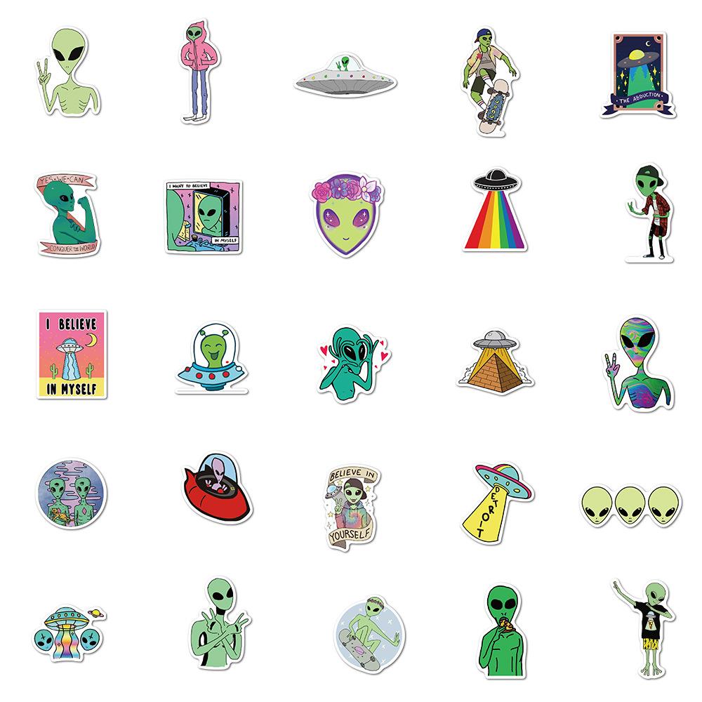 50PCS New Alien Cartoon Graffiti Stickers for Boys Toy Scrapbooking Phone Luggage Laptop Helmet Waterproof Decals