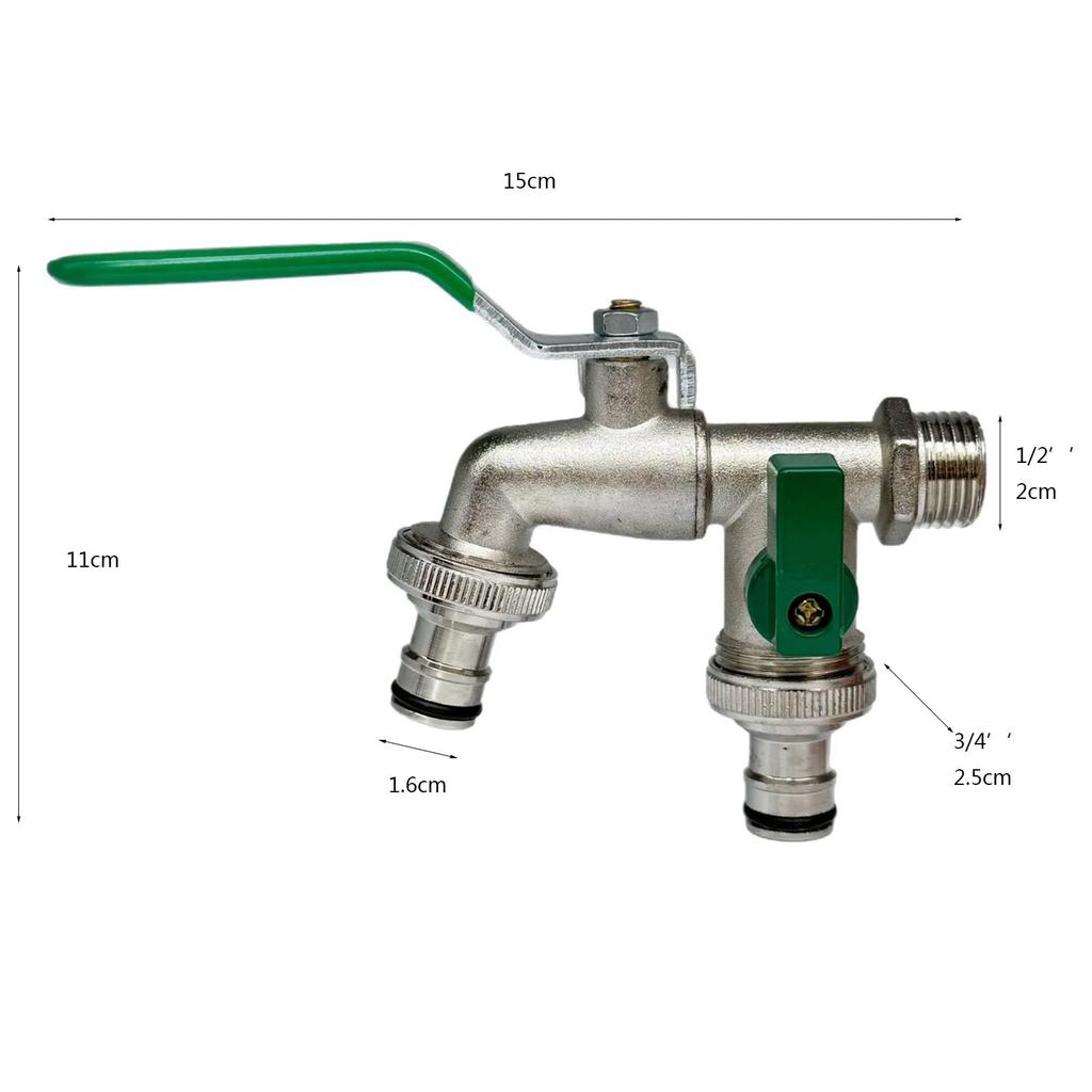 1/2" Zinc Alloy Faucet Brass Water Faucet Outside & Inside Used Easy Turn On/off Lever Handle Watering Supply Taps Ball Valve