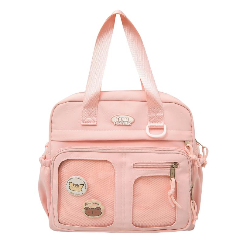 

Студенческая сумка через плечо в студенческом стиле, женский рюкзак большой вместимости, многофункциональная сумка через плечо розовый