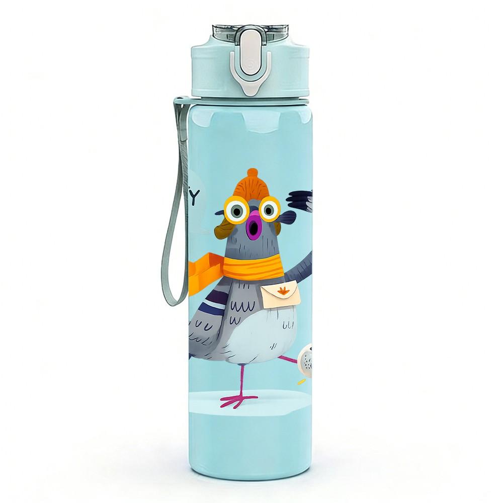 1PC Colorful Pigeon Character 750ml Color Plastic Sports Water Bottle Leakproof Flip Straw Lid Suitable for Sports Office Home Use