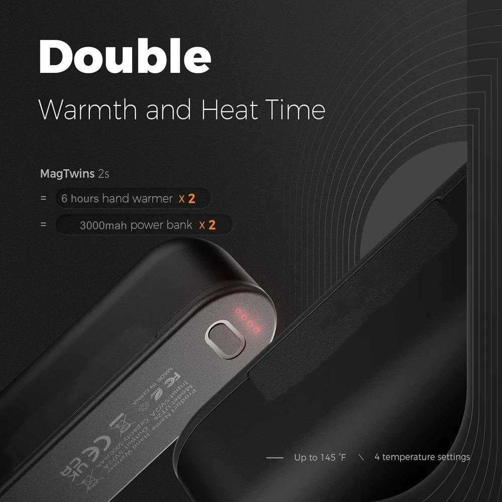 Rechargeable Magnetic Hand Warmers Strong Magnetic Reusable Electric Handwarmers 2in1 Fast Heating Rechargeable Hand Warmers