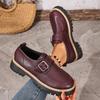 A New Style of Loafers with Belt Buckles, Large-sized Thick-soled Single Shoes for Women