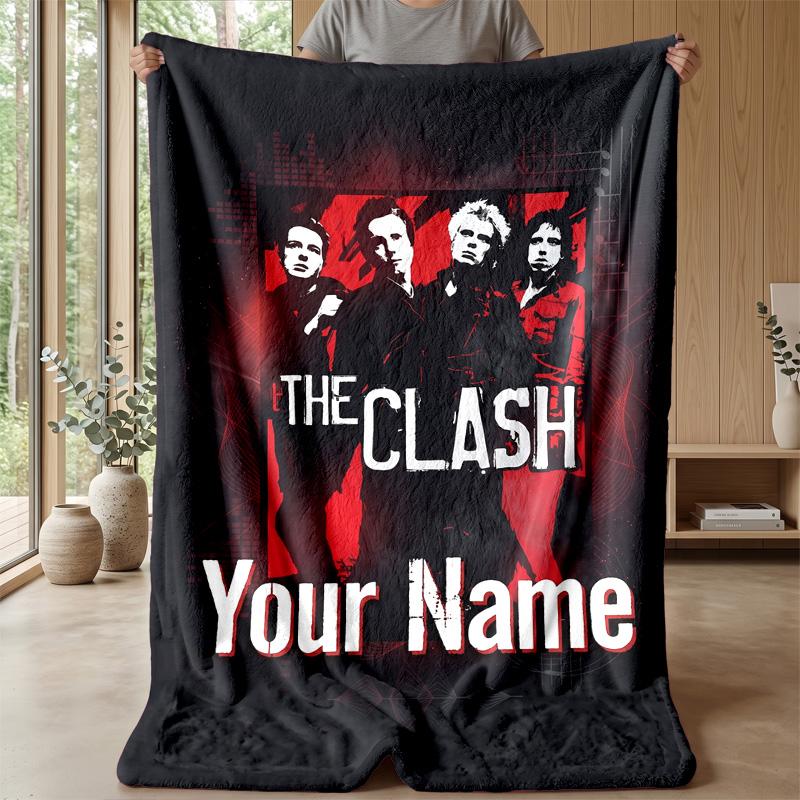 The Clash Custom Flannel Throw Blanket Print Your Name Text Soft Warm Blanket Holiday Present