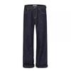Women’s Plus Size Retro Dark Blue Wide-Leg High Waist Jeans for Autumn