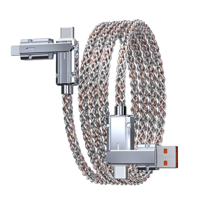 

Universal Charger Cable Visible Colorful Light Stream 4 Port Quick Charges Cable Easy to Use for Multiple Devices 1