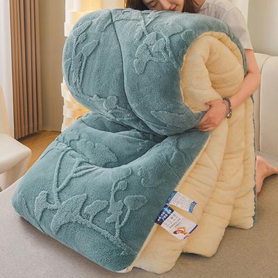 Dicke Warme Kunstlammwool Winterdecke für Bett Weiche Jacquard Korallenfleece Steppdecke Beidseitig Plüsch Beschwerte Decke 5kg