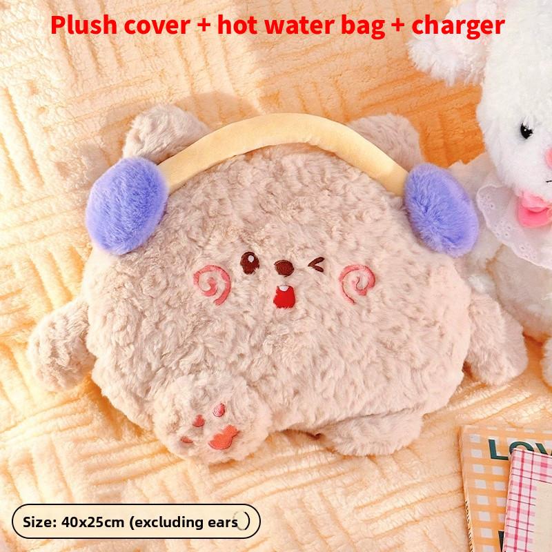 Rechargeable Electric Hot Water Bag With Cute Plush Cover For Cold Weather Comfort