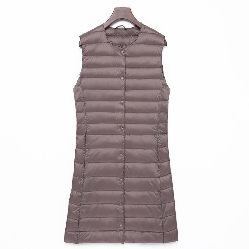 Medium and old light down jacket round neck liner women's winter vest medium and long inner with large size vest jacket
