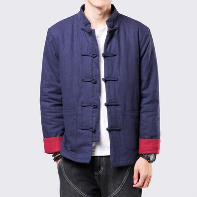 Giacca imbottita in cotone invernale da uomo in stile cinese 2024 con bottoni Tang, parka caldi, giacca retrò, abbigliamento da uomo, Hanfu, abbigliamento tradizionale