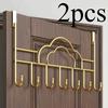 2pcs Contemporary Cast Iron Over-the-Door Coat Hooks, Wall Mount No-Drill Metal Hangers for Towel, Bathrobe, Coat - Bedroom Home Storage Solution