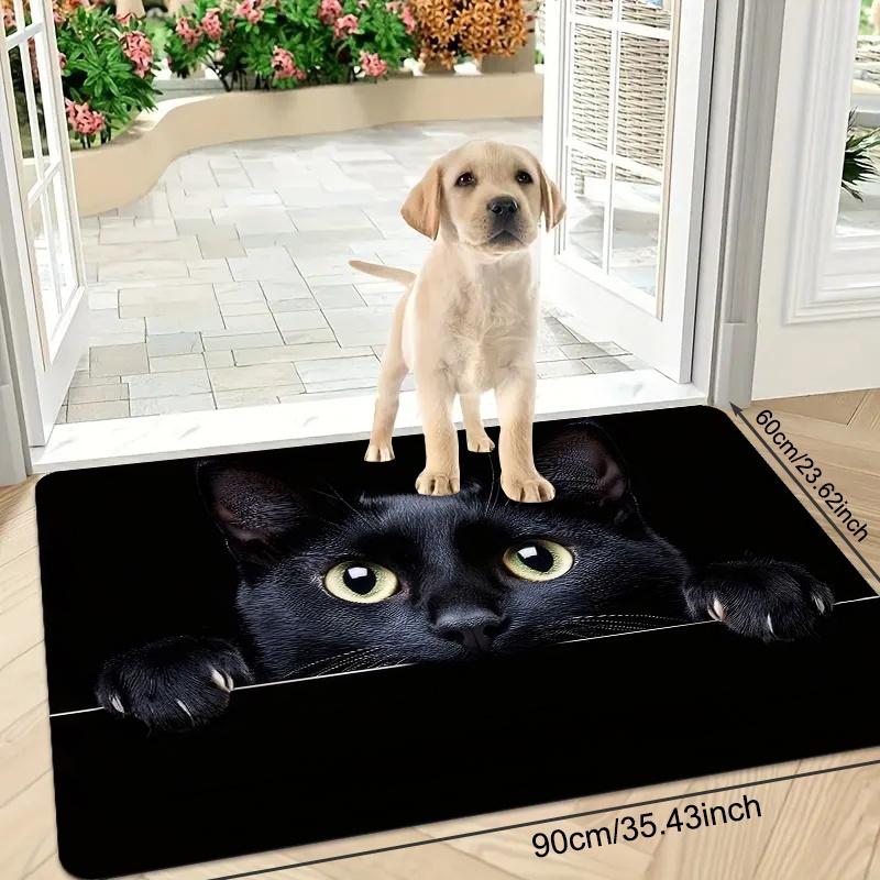 1Pcs Anti Fatigue Kitchen Rugs, Black Cat  Print Waterproof Non-Slip Thick Cushioned Kitchen Mat Heavy Duty Comfort Standing Mat for Kitchen