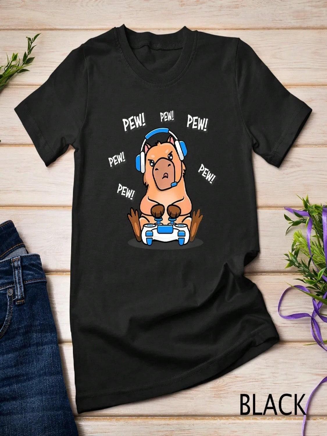 Capybara Gamer Gaming Cute Funny T Shirt S