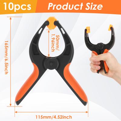 10Pcs 6 Inch Heavy Duty Spring Clamps TPR Nylon High Clamping Force Woodworking Clamps Backdrop Clips for Boat Chairs Fishing