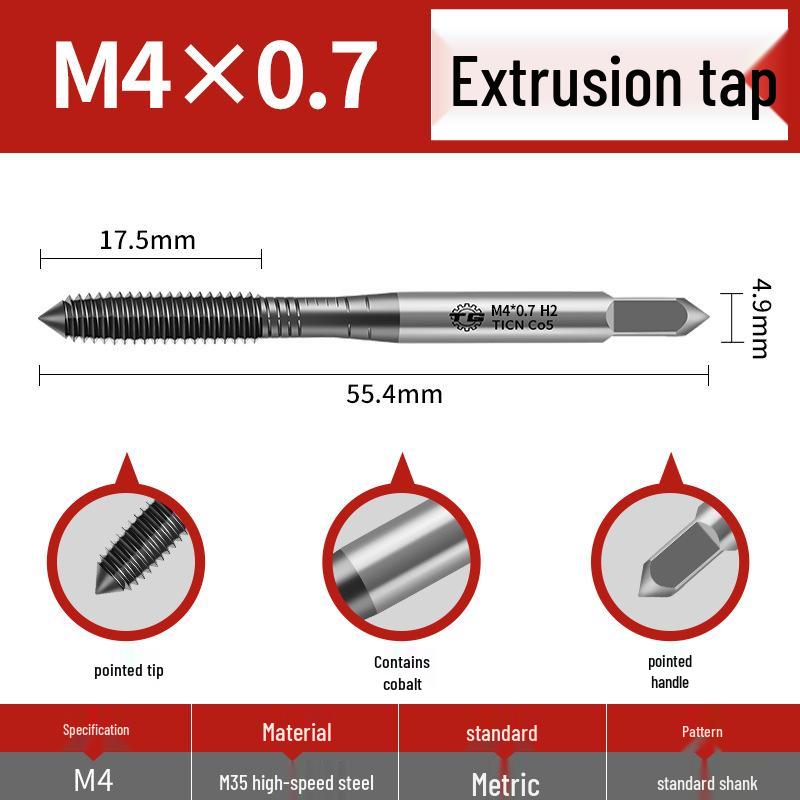 

Метчик экструзионный быстрорежущий стальной Tiangong M35 для бесстружечной обработки (М2-М12)