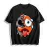 Melting Half Skull Emoji Print Trendy Casual Short Sleeve T-Shirt Pure Cotton T-shirt