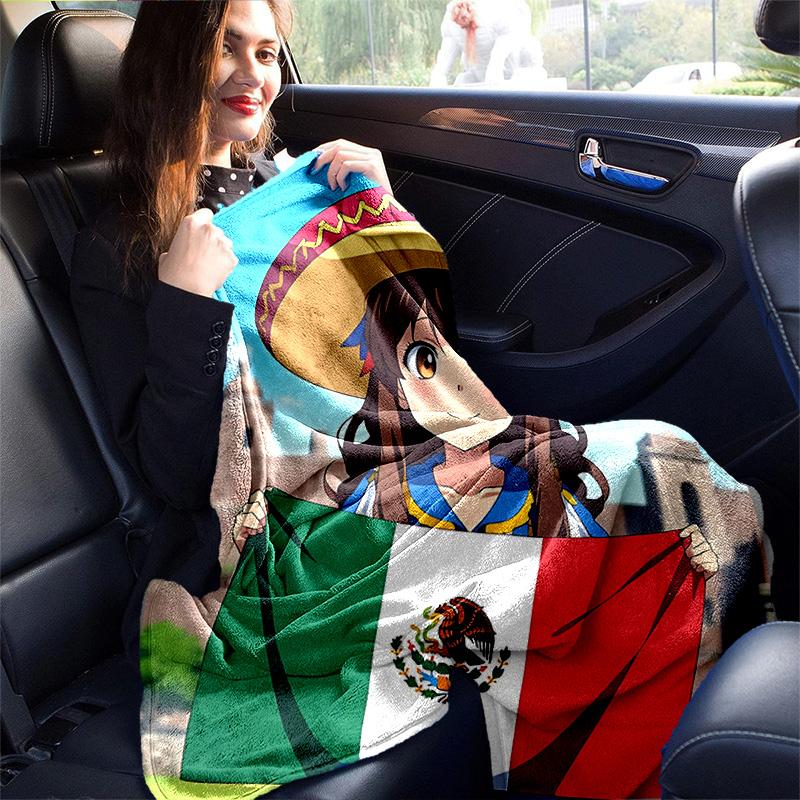 1pc Mexican Culture Celebration Flannel Blanket Soft Warm Throw Blanket for Bedroom Living Room Bed Travel Camping Picnic Gift. MT71501118