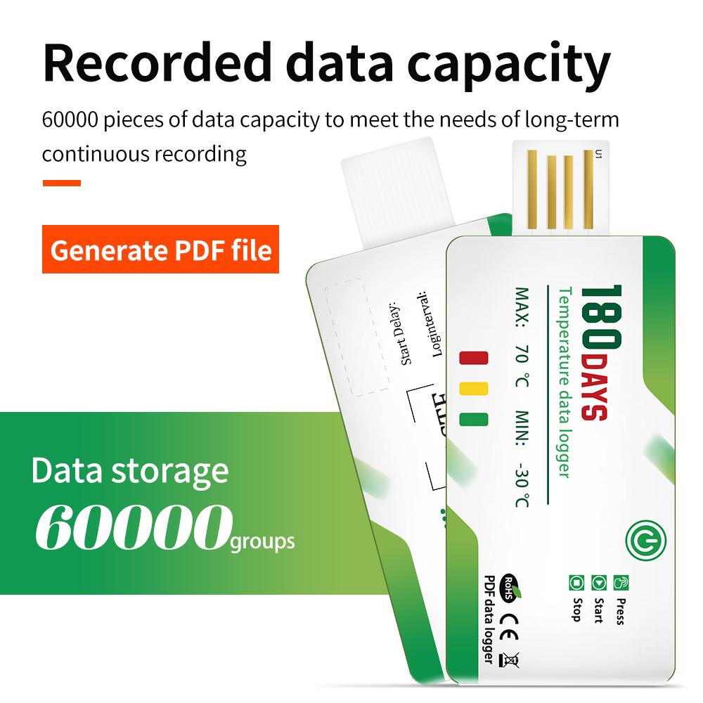 Disposable Temperature Data Logger USB Data Logger 180 Days