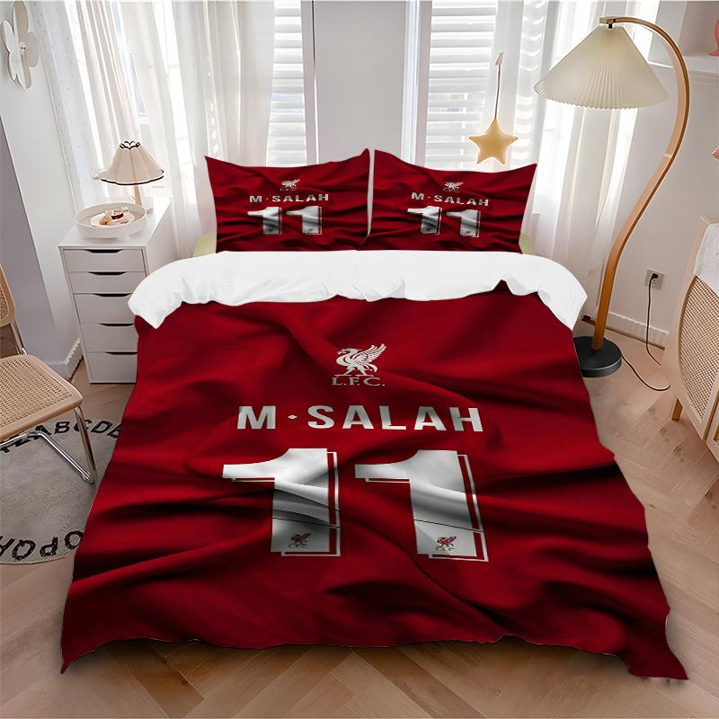 3Pcs Salah'S Liverpool Jersey Bedding Sets For All Sizes New 3D Printed Bed Cover Comforter Duvet Cover Pillowcase Bedroom Decoration
