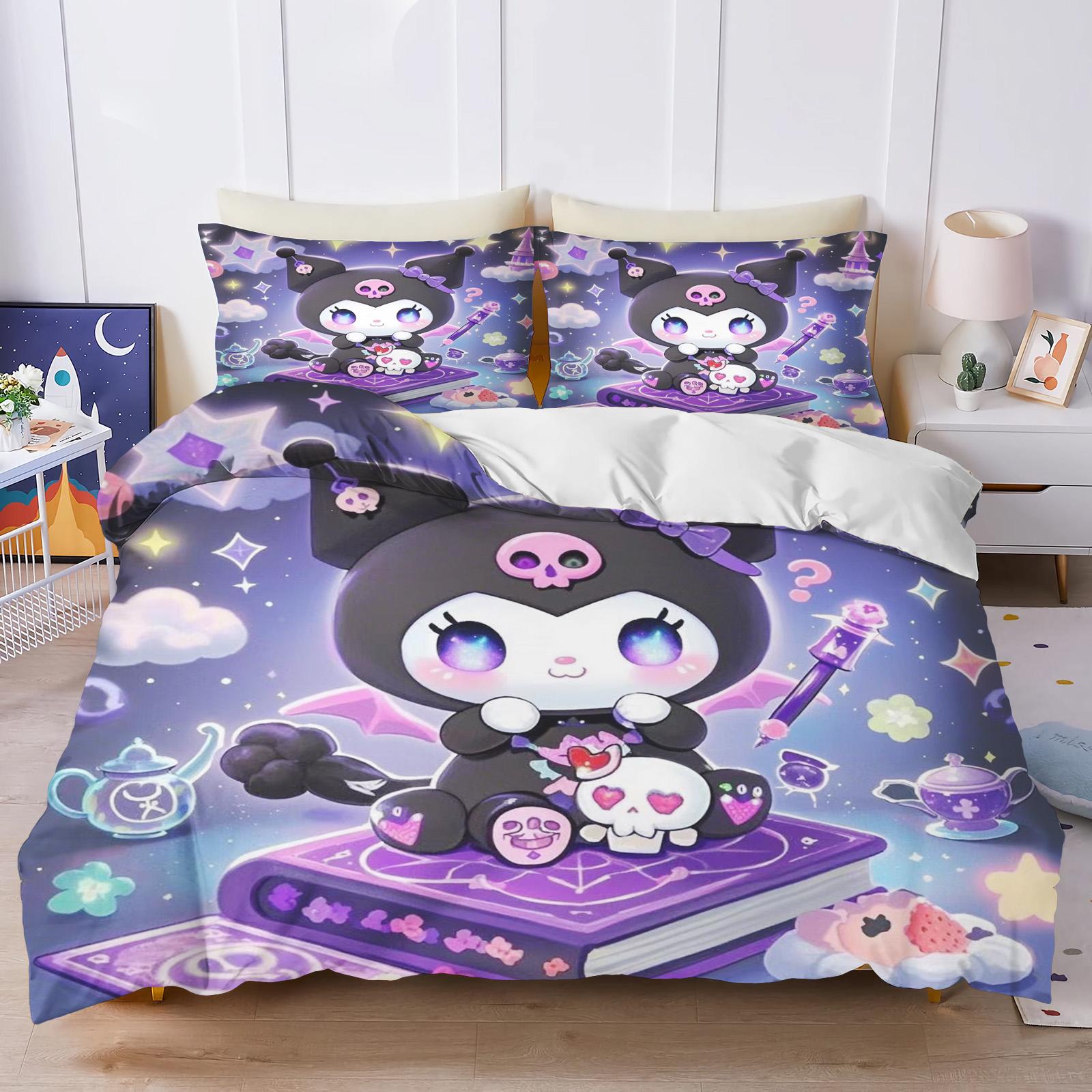 

Sanrio Kuromi Comforte Постельное белье с мультяшным принтом для спальни с наволочкой, подходит для детей и взрослых EU Single(135*200cm)3pcs