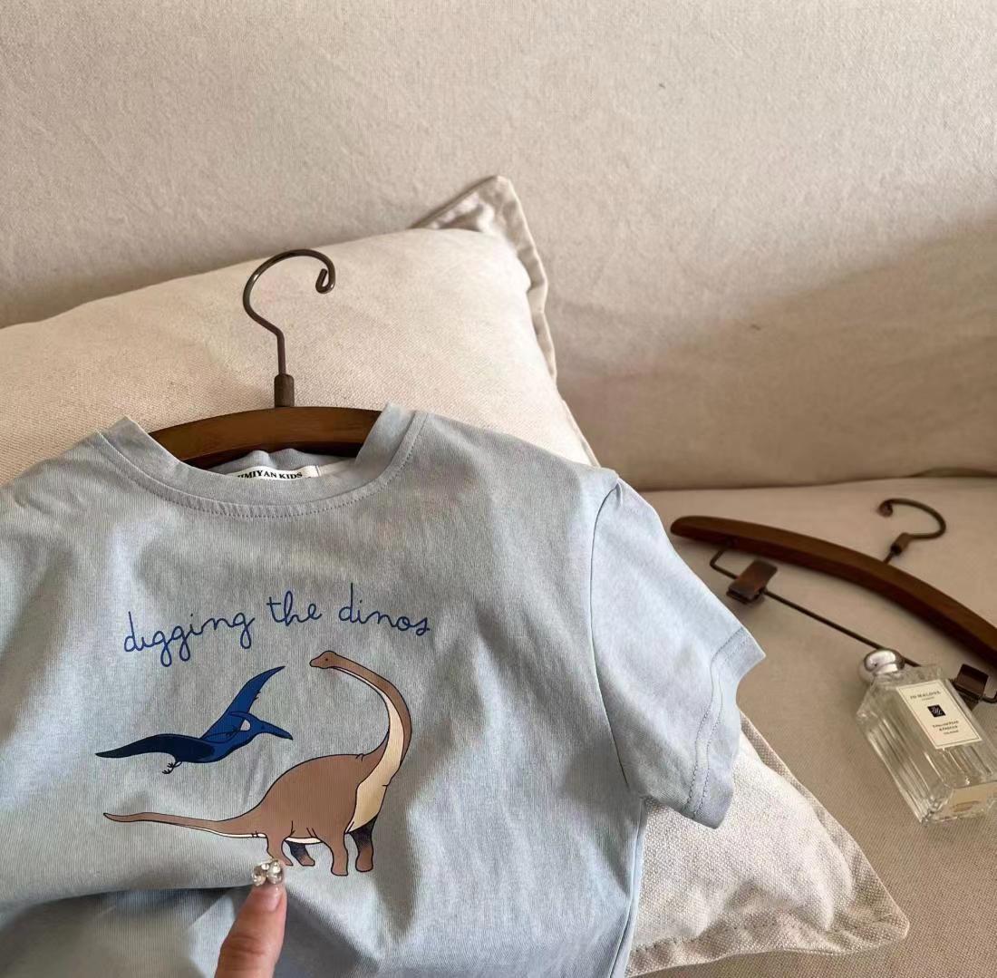 

Футболки с короткими рукавами из чистого хлопка с мультяшным принтом для детей, лето 2024 г. 150 cm