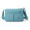 Borsa a tracolla sottile con tasche frontali e tracolla regolabile in nylon tinta unita