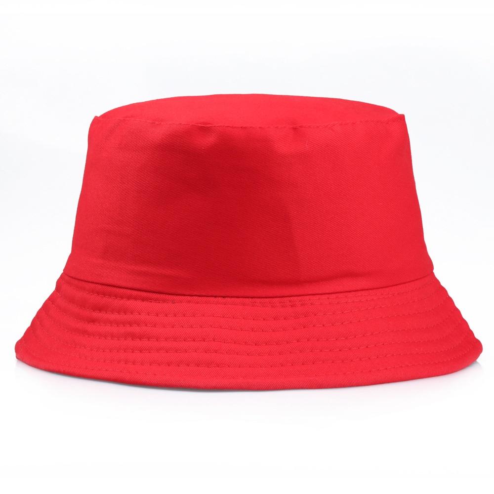 Hwcap Pure Cotton Solid Color Fisherman Hat With Embroidered Logo, Portable Bucket Hat For Sun Protection