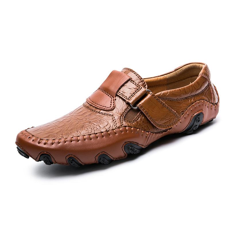 Men's Casual Leather Slip-On Driving Shoes - Breathable, Soft-Soled, All-Match Style, Large Size (Model 8899)