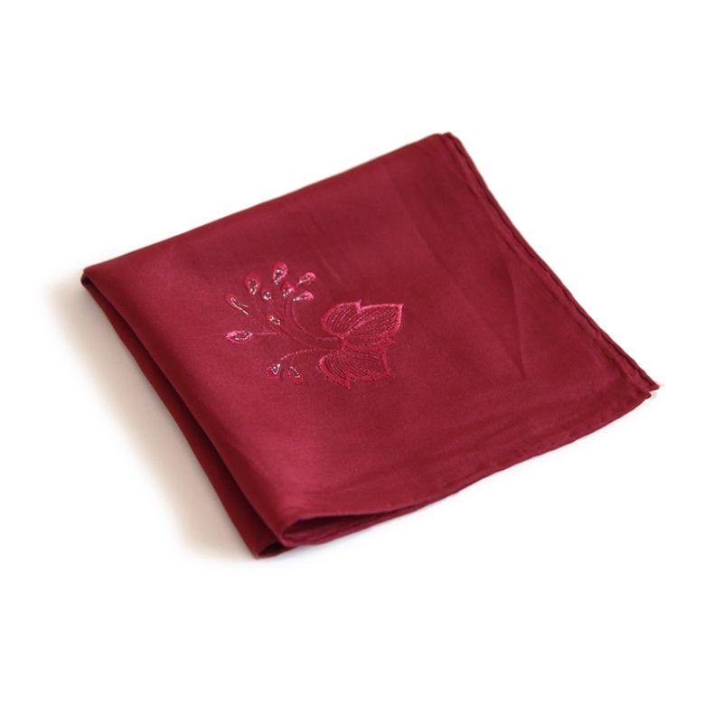 

Многоцветное Изысканное Ручное Кружево Маленькое Квадратное Полотенце Шелковые Аксессуары Wine Red